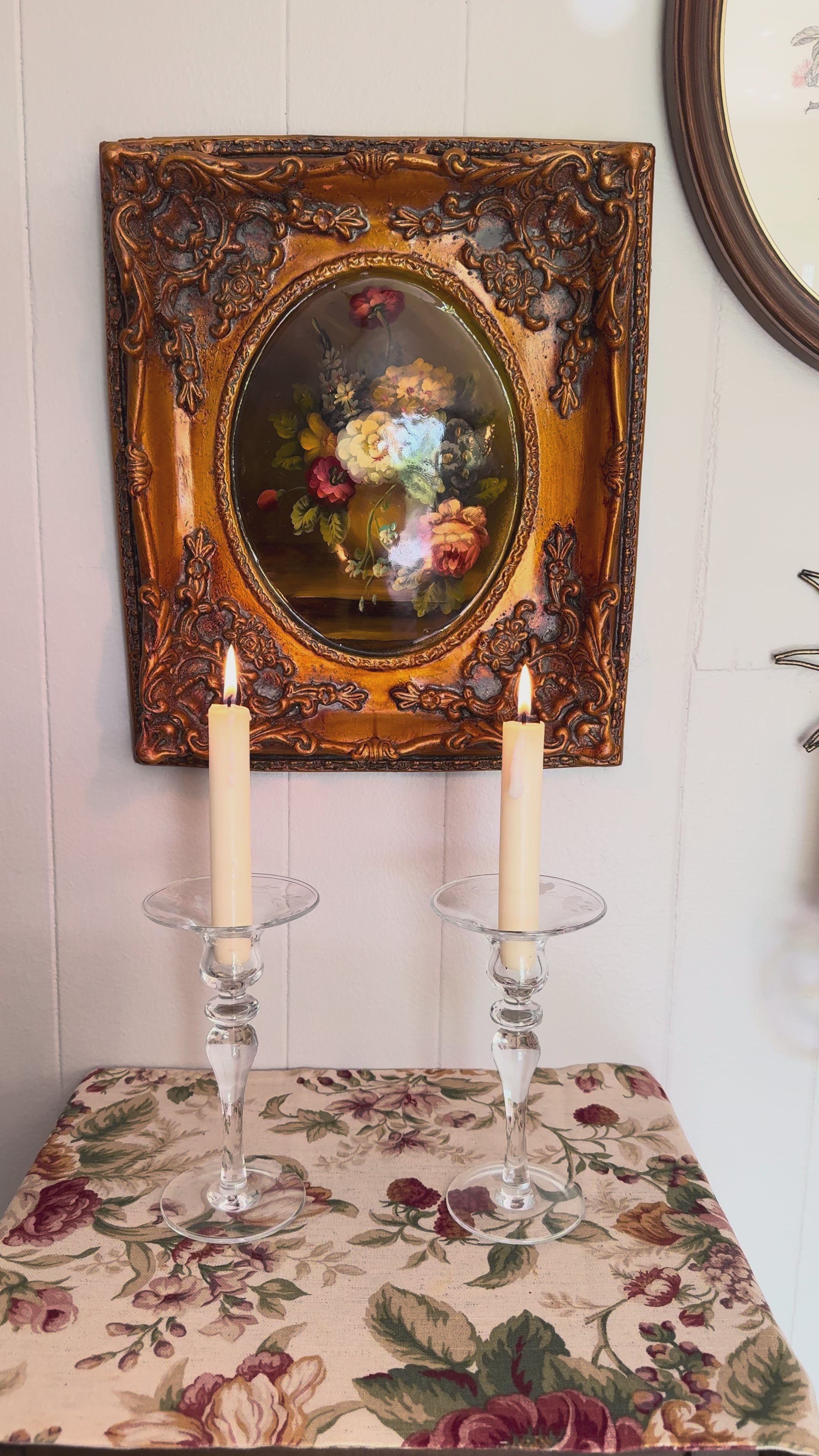 Vintage Princess House Candlestick Holders Floral Etched / Set of 2