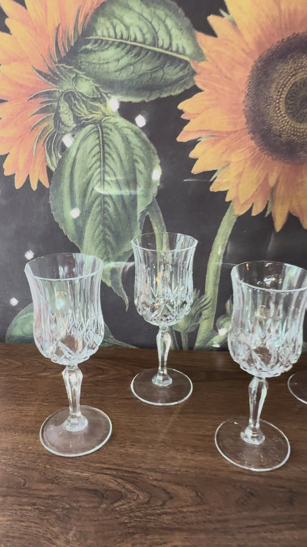 Vintage Crystal Wine Glasses, Set of 4