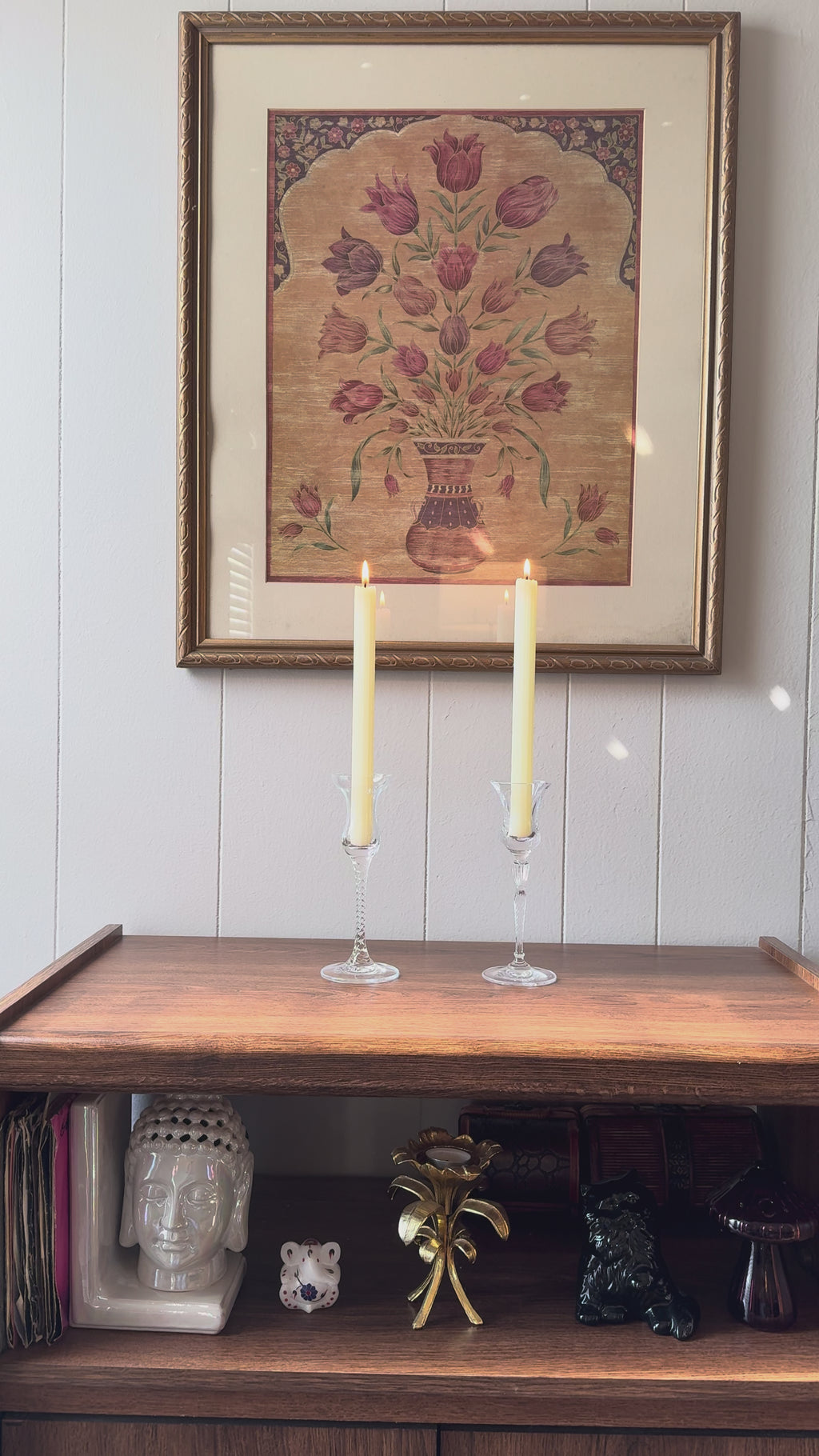 Vintage Tulip Taper Candle Holders, Set of 2